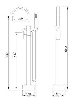Смеситель Abber AB8231 для ванны напольный с душем